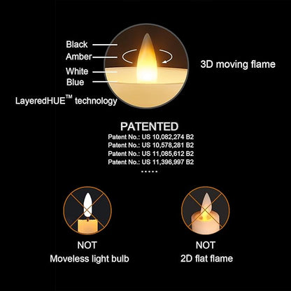 Glass Flameless Pillar Candles Flickering with Remote Timer, Battery Operated LED 3D Moving Flame Real Wax Candles,Remote Included (Ivorywhite)
