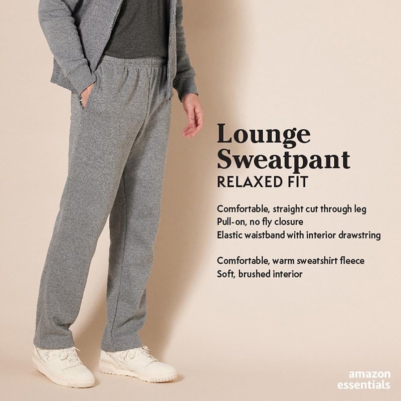 Men's Relaxed Straight Leg Fleece Sweatpants - Comfortable Open Bottom Design | Big & Tall Sizes Available