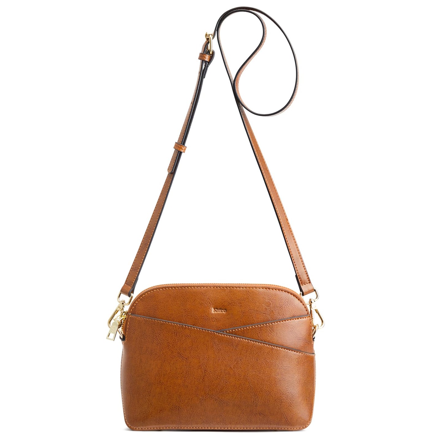 Kattee Leather Crossbody Bags for Women Trendy, Small Purses Handbags Shoulder Bag, Genuine Leather Cross Body Bag for Woman, Light Brown