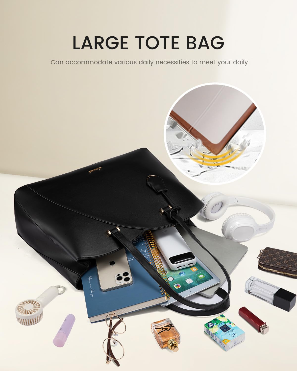 LOVEVOOK 17 Inch Laptop Bag for Women, Teacher Work Tote Bags Laptop Bag, Leather Computer Bag Large Purses Handbag Professional Briefcase, Teal