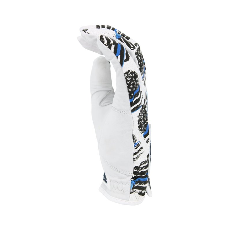 MULLIGAN HOOLIGAN® Men's Golf Glove | Premium Cabretta Leather & Mesh, Breathable Moisture-Wicking Comfort, Unique Standout Design for Men & Women (USA Blue Line, Large, Worn On Right Hand)