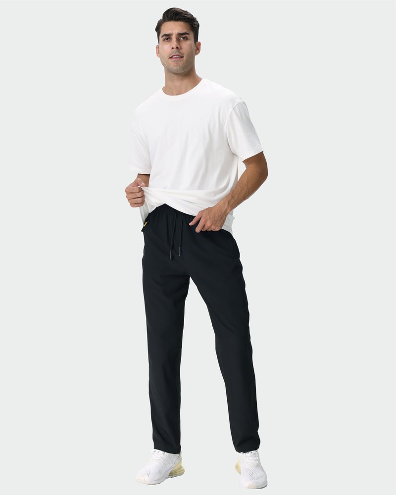 Rapoo Mens Sweatpants Joggers Athletic Workout Sweat Track Hiking Pants for Men Expandable Waist Jogging Pant with Pockets Black L