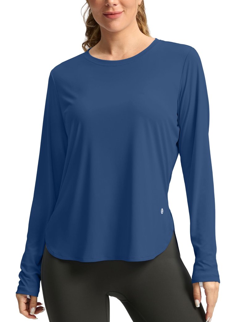 Women's Sun Shirts UPF 50+ Long Sleeve UV Protection Shirt Lightweight Quick Dry Workout Hiking Tops for Women(Dark Blue,M)