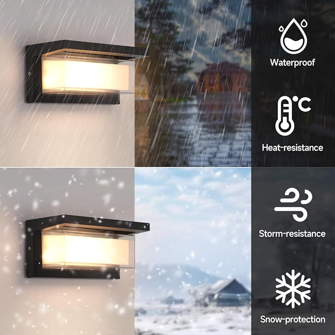 Outdoor Modern Wall Sconce Lights,15%-100% Dimmable Indoor Wall Light Fixtures,3000K/4000K/6500K Adjustable,24W Exterior Wall Lighting,Waterproof Outdoor Porch Light,2160LM Indoor Wall Sconce 1 Pack