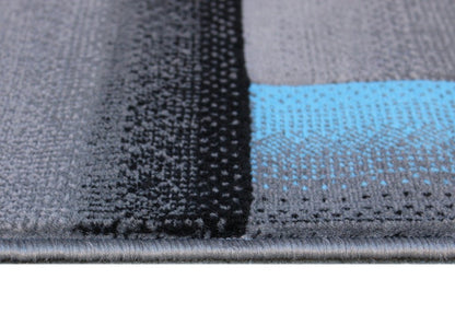 Masada Rugs, Modern Contemporary Area Rug, Blue Grey Black (8 Feet X 10 Feet)
