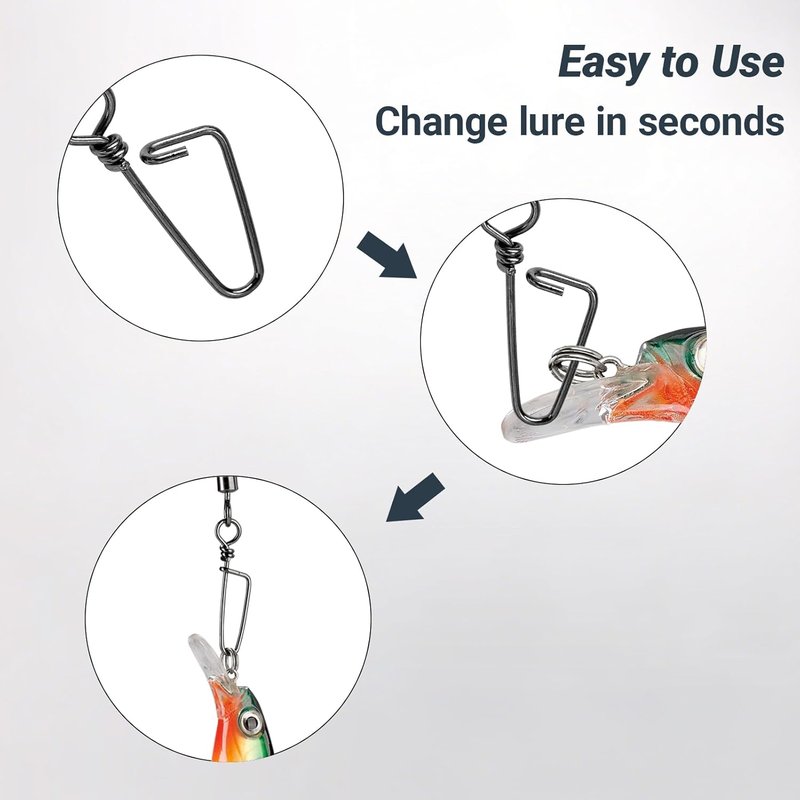 High-Strength Fishing Snaps - Stainless Steel Barrel Swivels | Freshwater Lure Connector