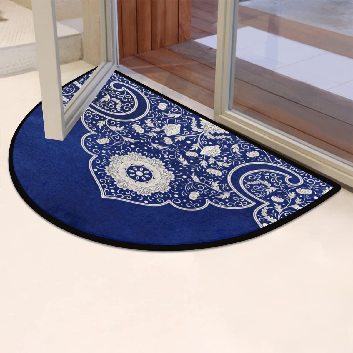 Blue Half Round Doormat Semi Circle Rug Half Moon Rug Entryway Mat