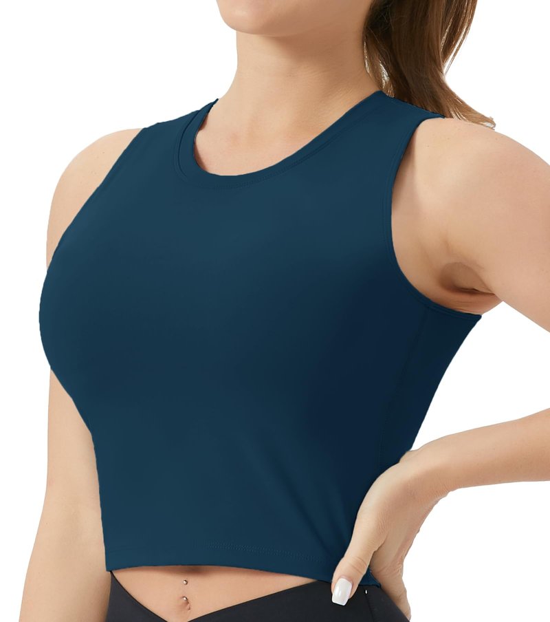 THE GYM PEOPLE Women's Medium Support Sports Bra Removable Padded Sleeveless Workout Crop Tops