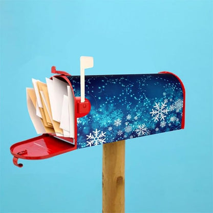 DADABULIU Mailbox Covers Christmas Snowflake Blue Xmas Winter Magnetic Letter Post Box Cover Standard Size 21 x 18 Inch Garden Yard Home Decorative