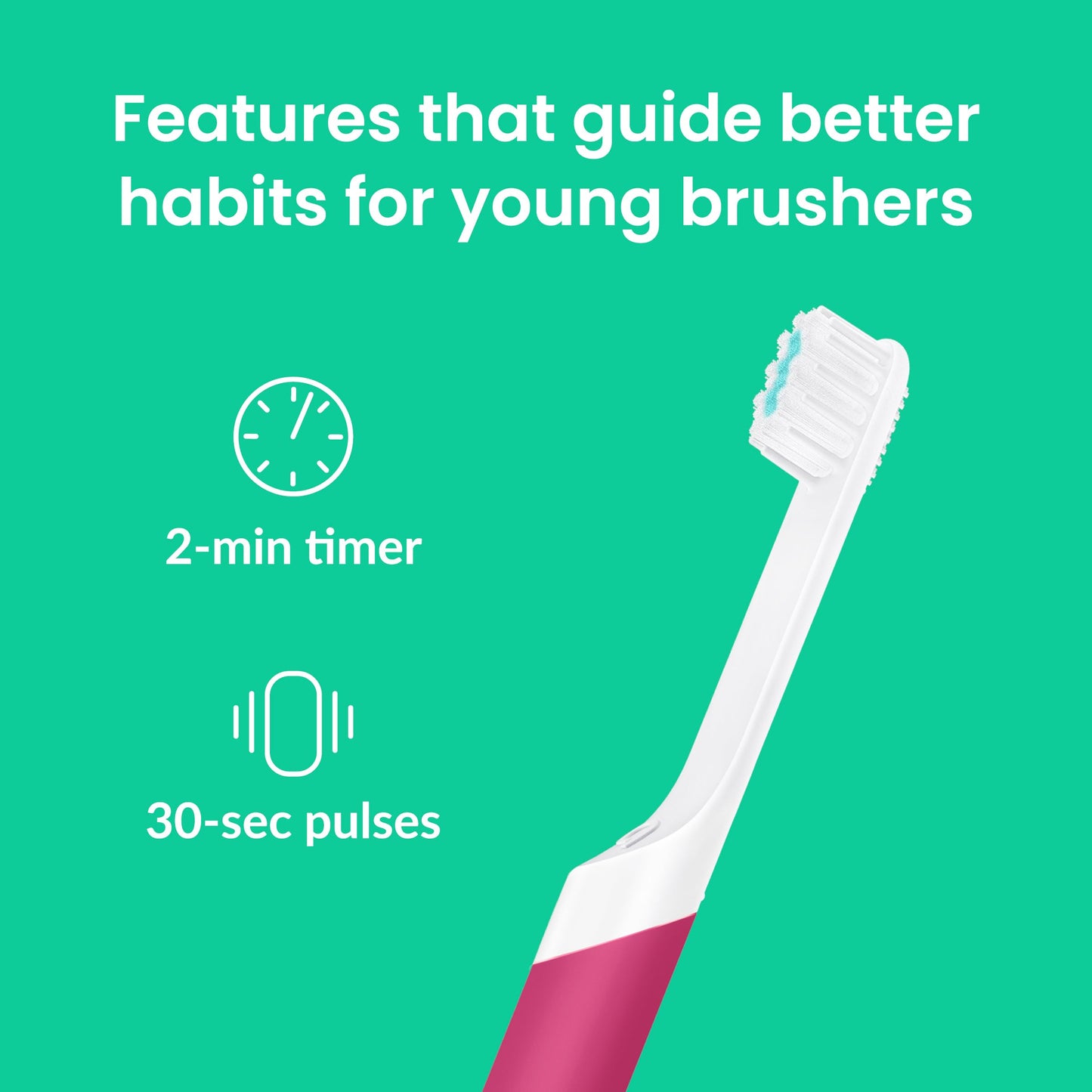 Quip Sonic Toothbrush for Kids with Timer - Includes Extra Brush Head and Travel Cover Mount - Electric, Soft Bristle Refill Head, Rubber Handle, 3 Month Battery Life - Travel Toothbrush - Blue