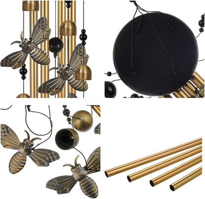 Bronze Bees Wind Chimes Decor, Portable Mobile Wind Catcher, Sympathy Wind Bells, Memorial Gifts for Mom, Housewarming, Blessing Windchime(Outside/Indoor/Home/Room/Porch/Tree/Yard/Garden Decorate)