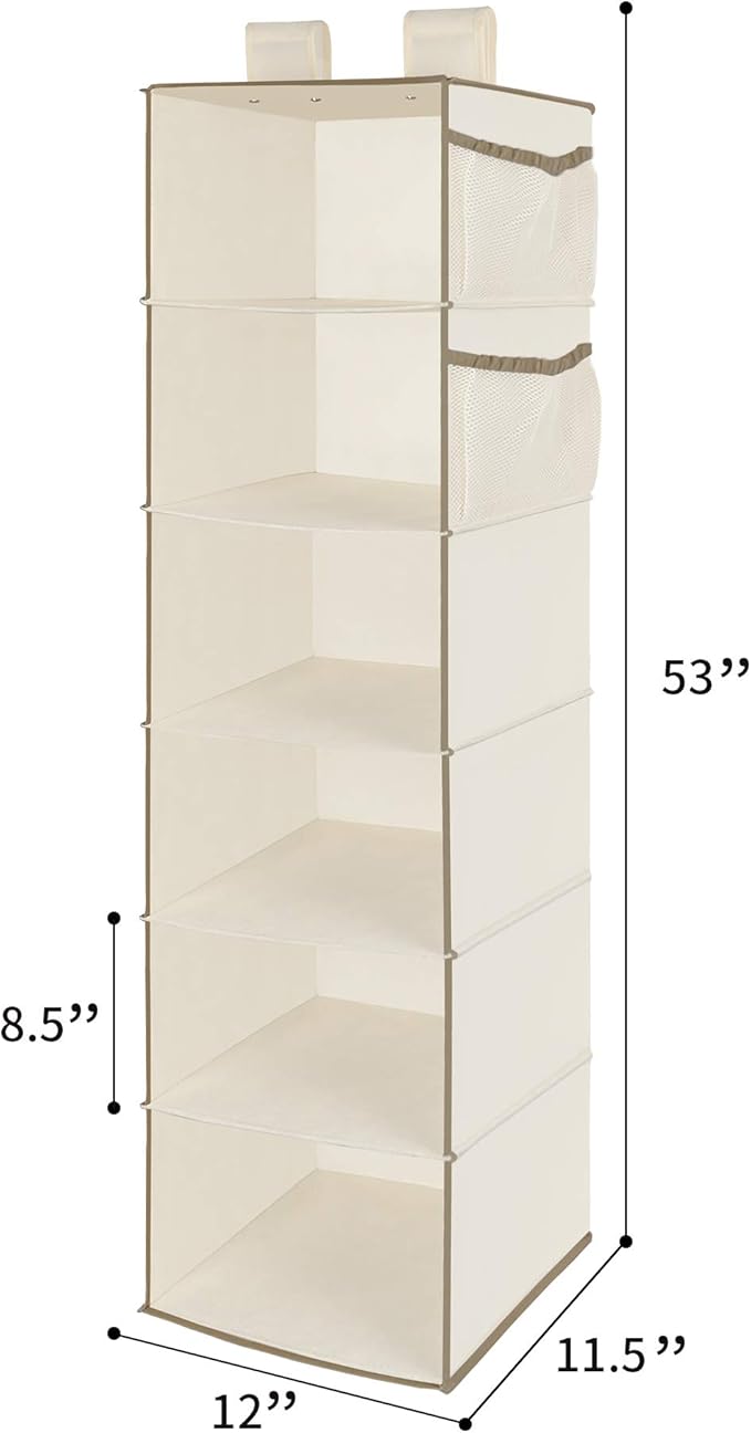 MAX Houser 6 Tier Shelf Hanging Closet Organizer, Closet Hanging Shelf