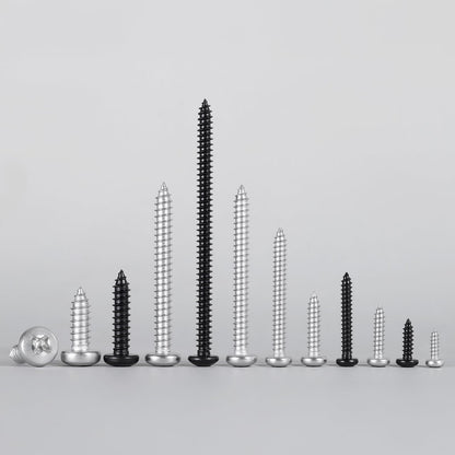 SVLING #10 x 3/4" Pan Head Wood Screws, 100PCS Pan Head Self Tapping Sheet Metal Screws, Black Oxide Stainless Steel 304 (18-8), Phillips Drive