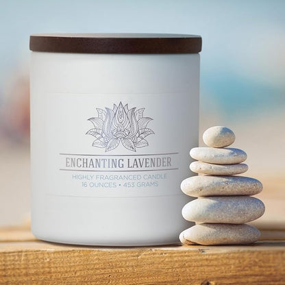 CAROLINA Enchanting Lavender Scented Candle, 16 oz Wellness Relaxing Aromatherapy Candle, 2 Wick White Jar Soy Blend Wax, Candles for Home, 60H Burn - Made in The USA