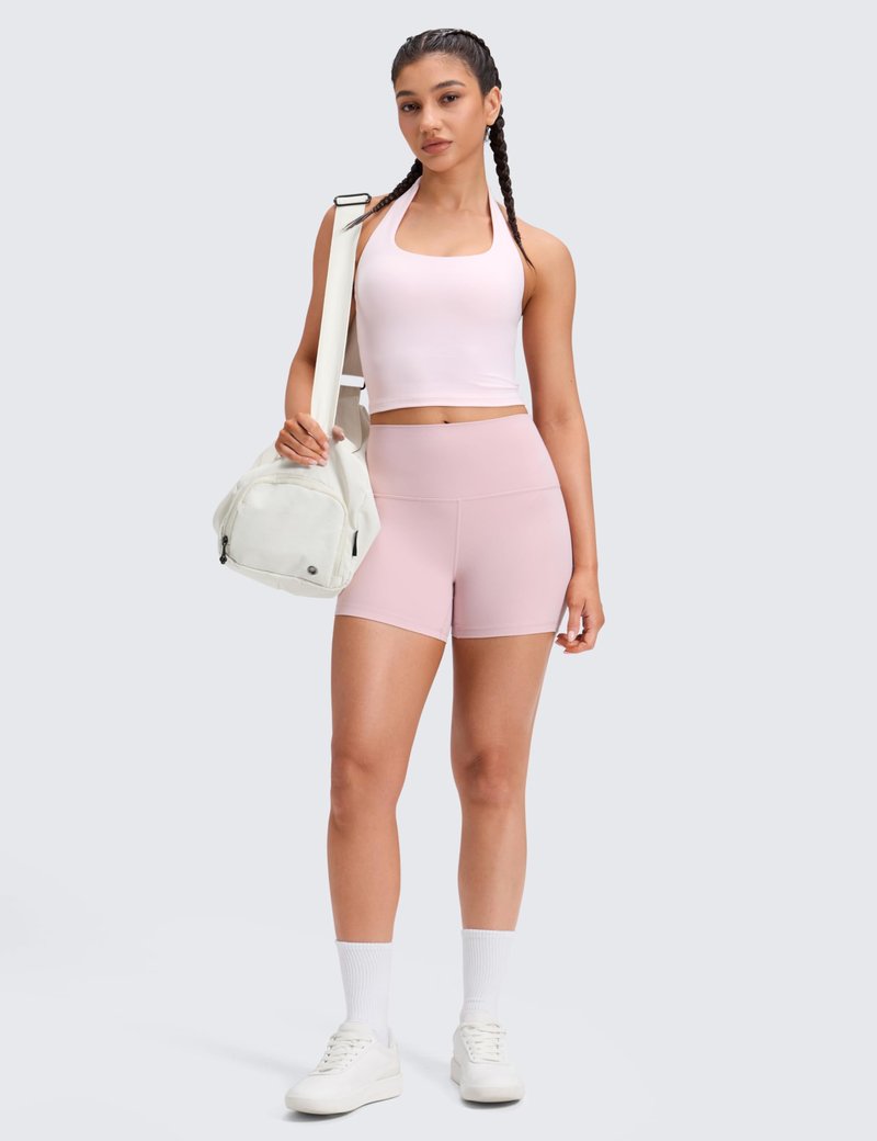 CRZ YOGA Butterluxe Biker Shorts 4'' - High Waisted Booty Workout Volleyball Yoga Womens Spandex Pink Haze Medium