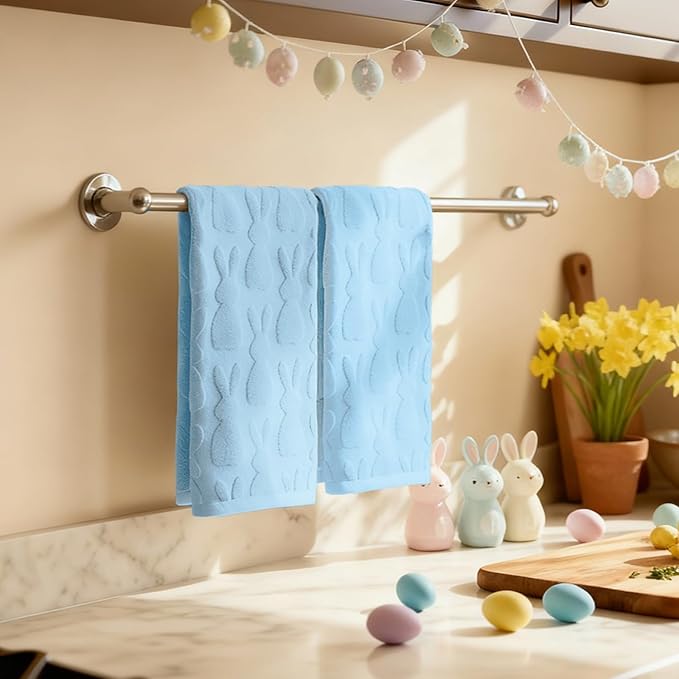 Artoid Mode 2 Pcs Light Blue 3D Rabbit Jacquard Easter Hand Towels