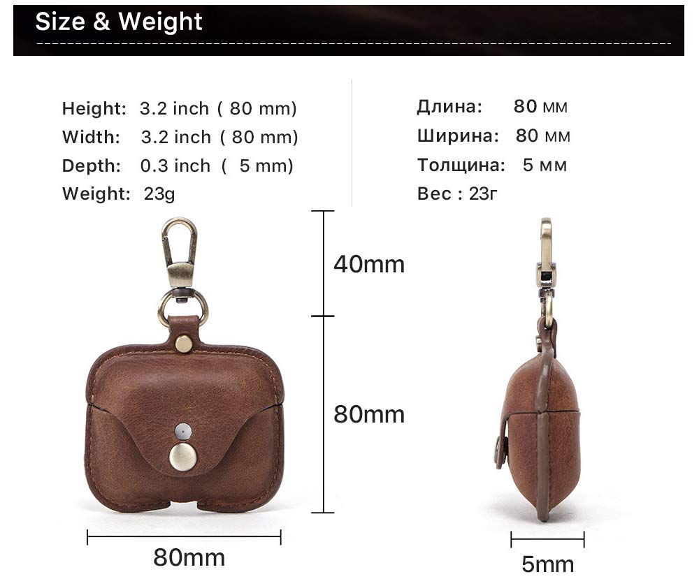 Compatible with AirPod Pro 3(2025) Case Leather,Leather Protective Airpod Pro 1st/2nd/3rd Case Cover Shockproof with Loss Prevention Clip for AirPods Pro Wireless Charging Case for airpods (Brown)