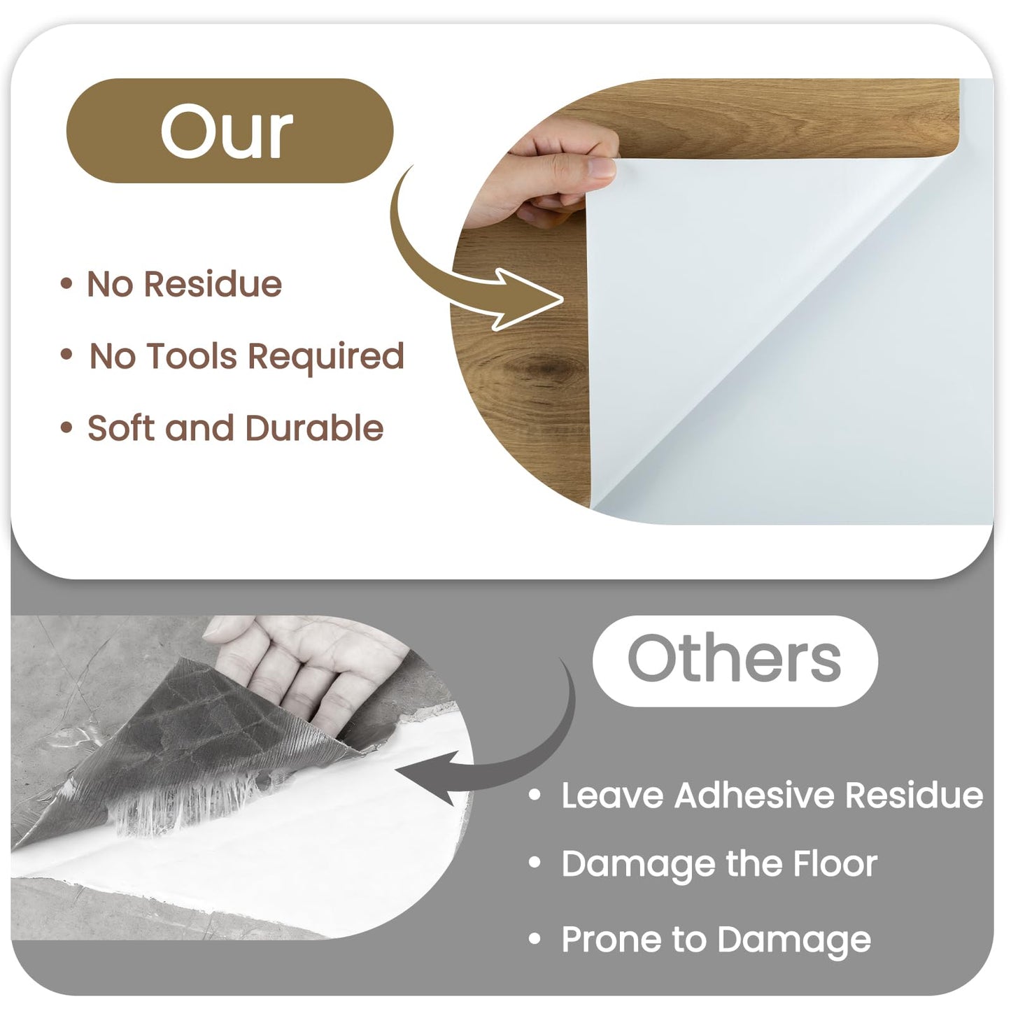 Dureidos Peel and Stick Floor Tile - Wood Vinyl Flooring Roll Waterproof for Kitchen and Bathroom - 11.8in X 137.8in Self Adhesive Floor Tiles Removable