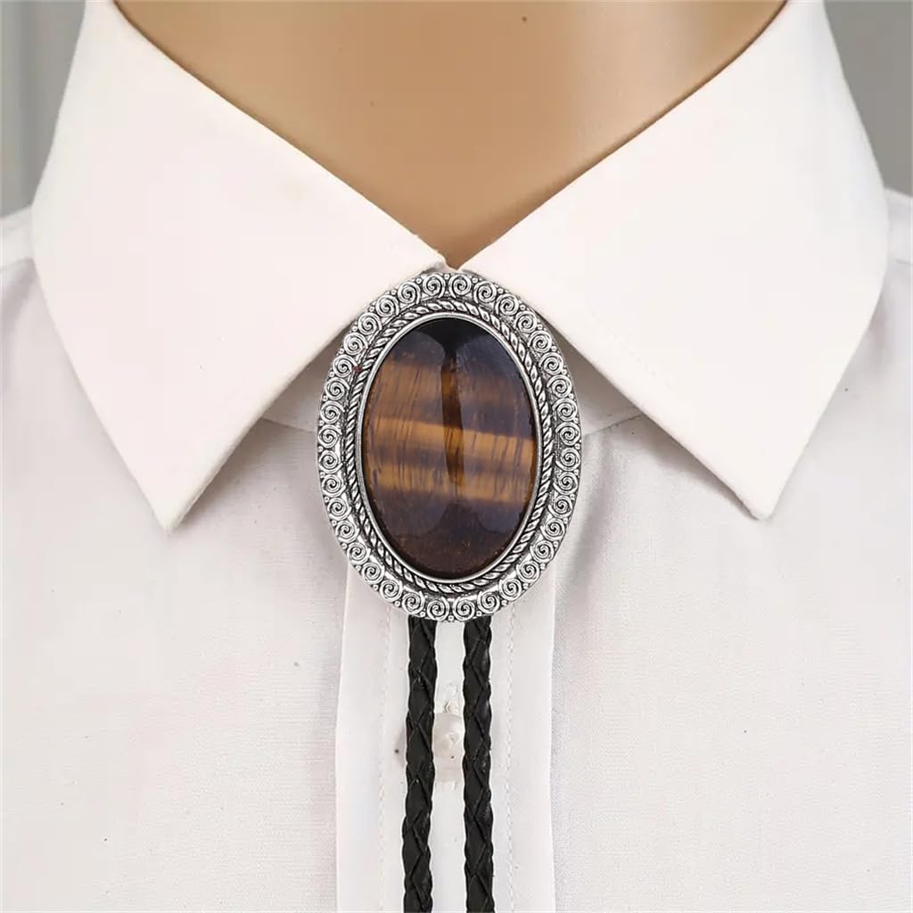 Jeilwiy Bolo Tie Real Stone Tigers Eye Bolo Tie Bolero Ties Men Cowboy Neck Tie Bolo Necklace Cowboy Necktie Mens Bolo Ties Western