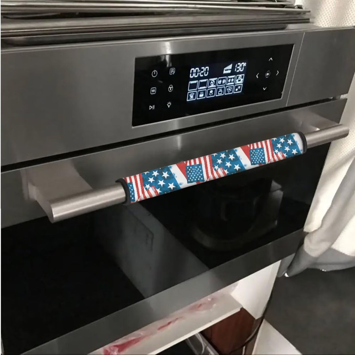 Hwzdsyxl American Flag Pattern Refrigerator Door Handle Covers 6 Pieces Appliance Handle Cover Sets Easy to Clean Neoprene Protective Handles Gloves Fit Fridge Oven Dishwasher, Independence Day Decor