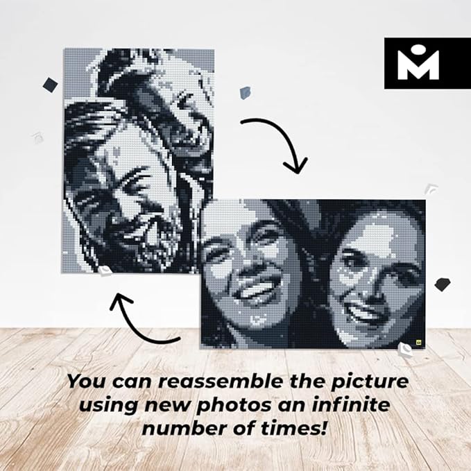 Building Set Model M | Craft Kit for Adults |Custom Photo Mosaic That Turns Any Picture into a Pixel Art Made from Building Blocks | Personalized Wall Art and Original Gift