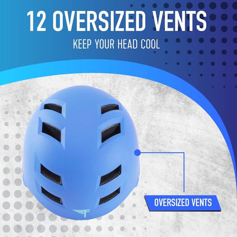 Flybar Bike Helmet- Multi Sport Dual Certified Adjustable Dial, Skateboard Helmet, Roller Skating, Pogo, Electric Scooter, Snowboard, Boys and Girls Kids- Adults Helmets (Blue,S-M)