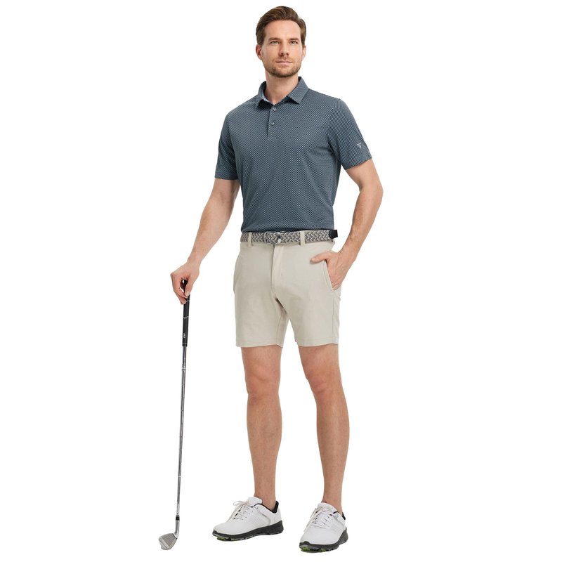 M MAELREG Mens Golf Shirts Moisture Wicking Performance Business Casual Collared Golf Shirts for Men Dry Fit Black/Blue