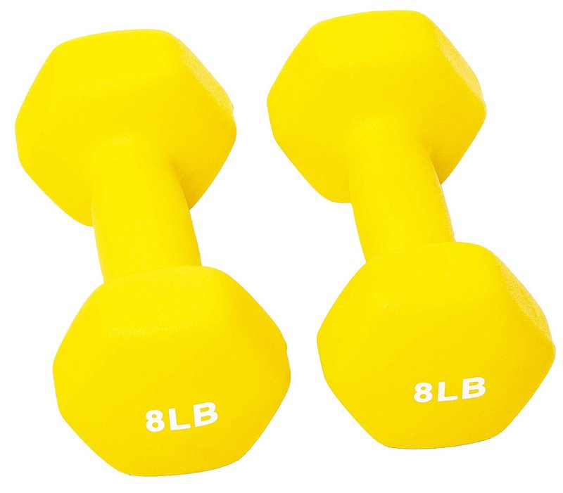 Fitvids BalanceFrom Set of 2 Neoprene Coated Non-Slip Grip Dumbbell Weights, Yellow