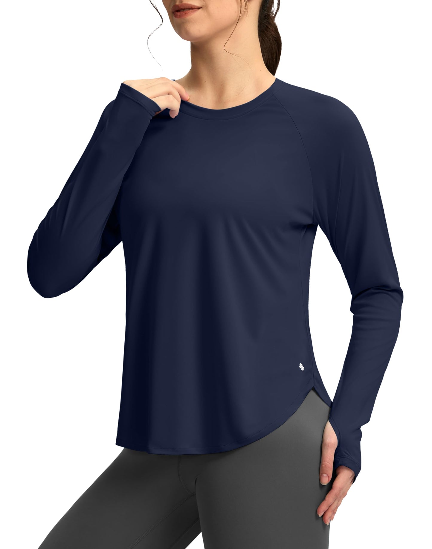 Soothfeel Womens Sun Shirts UPF 50+ UV Protection Lightweight Quick Dry Long Sleeve Workout Hiking Tops Outdoor, Navy, M