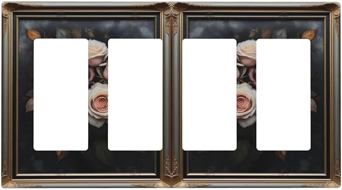 Decorative Art Light Switch Covers Elegant Rose Bouquet Art 4 Gang Rocker Decora Outlet Covers Electrical Faceplate GFCI Wall Plate for Home Decor