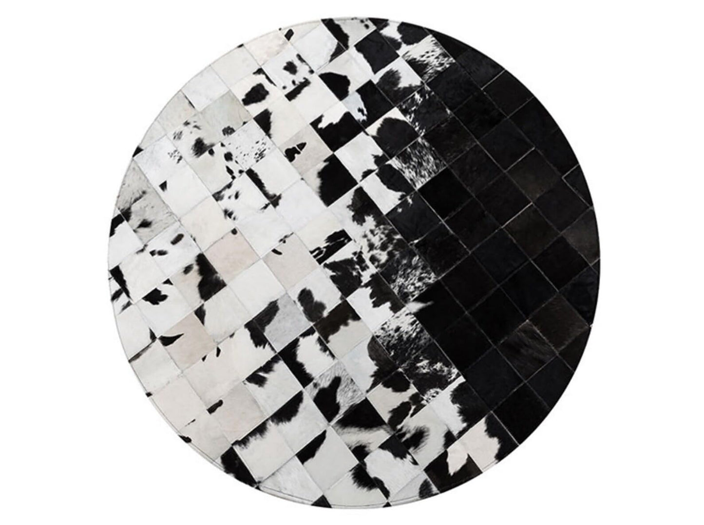 SN ALEFHOME Cowhide Round Leather Rug 4x4 ft – Genuine Hair-On Hide Patchwork Area Rug for Living Room, Bedroom, Kids Playroom, Lounge & Western Home Decor