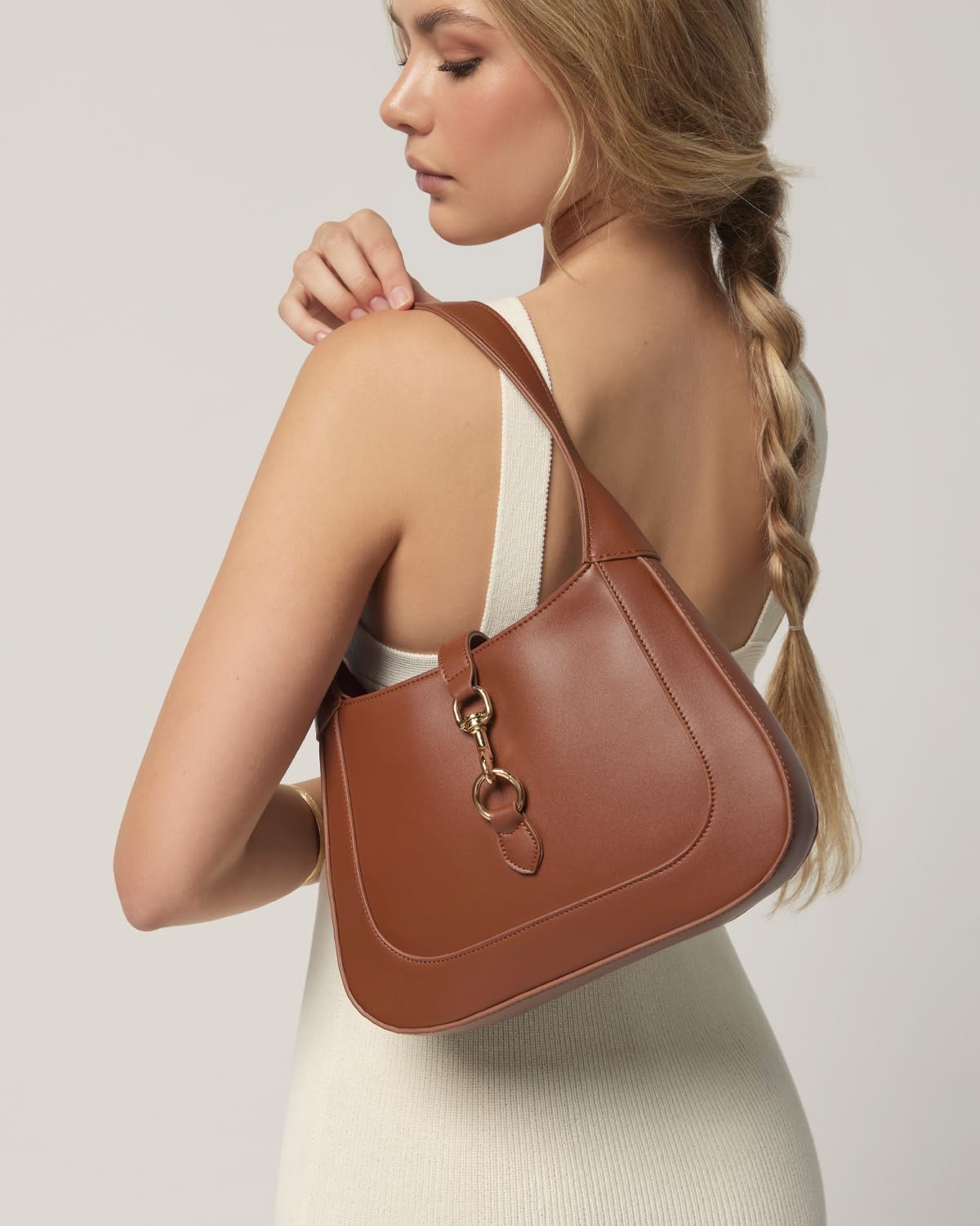 Apryl Shoulder Bag for Women - Small Shoulder Purses - Brown Purse - Cute Trendy Handbags - Adjustable Strap Vegan Leather