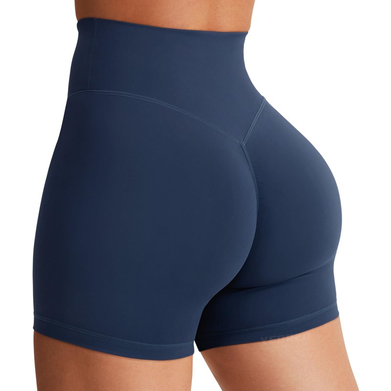 YEOREO Women's Biker Shorts 3.6" / 4.5" / 6" Workout Gym Shorts High Waist Tummy Control Hidden Scrunch Running Yoga Navy Blue