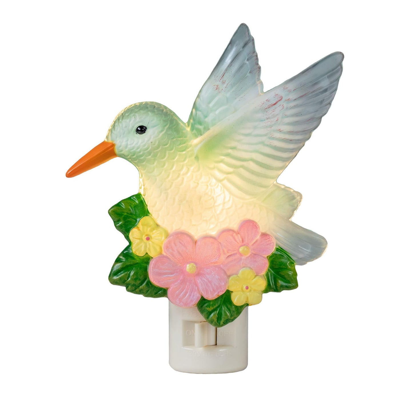 Novelty Lights LED Lamp Hummingbird with Flowers Spring Easter Decoration Night Light with Swivel Plug