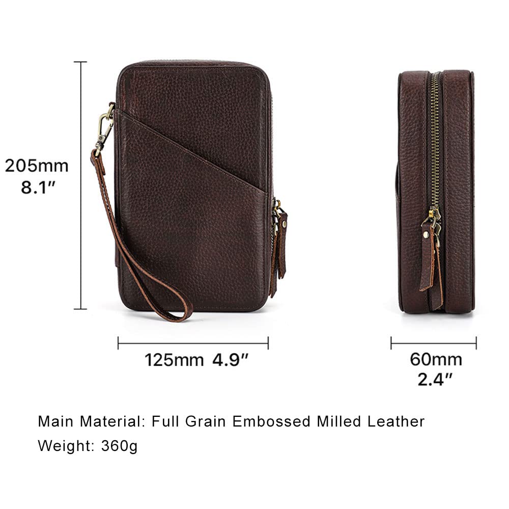 CONTACTS Full Grain Leather Electronic Organizer Travel Tech Case Electronics Accessories Storage Box Portable Holder for for Charger, Cables, Power Bank, Mouse