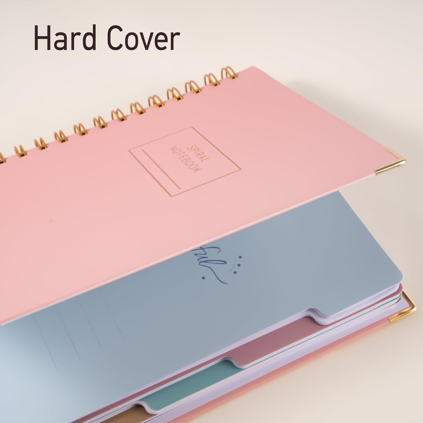 Yoment Hardcover Spiral Notebooks for Work School, B5 Journal Notebook with Tabs Dividers, Multi 5 Subject Notebook College Ruled, 240 Pages Lined Journal for Women, Pink