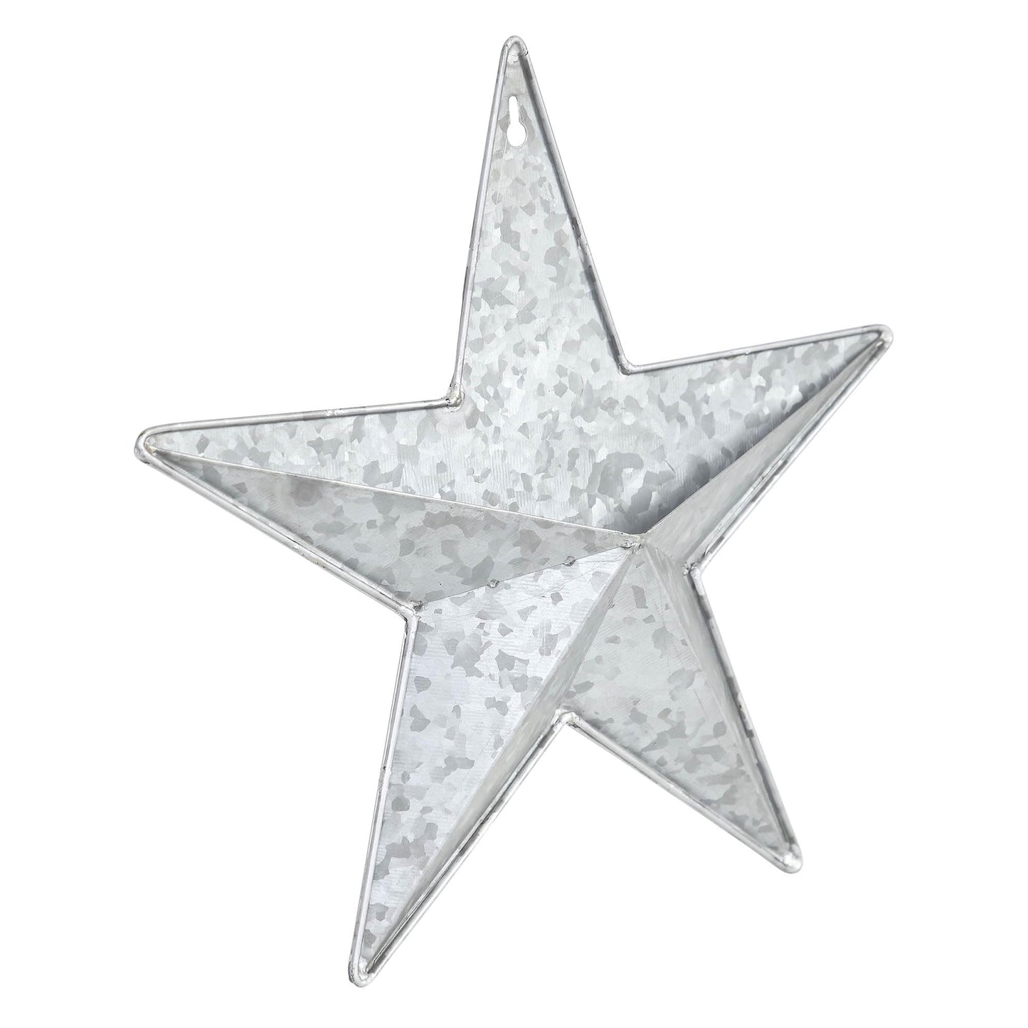 VHC Brands Patriotic Faceted Metal Star Galvanized Wall Hanging w/Pocket 12x12, Independence Day Decor, American Star with display pocket, Distressed Appearance Wall Hanging, Grey