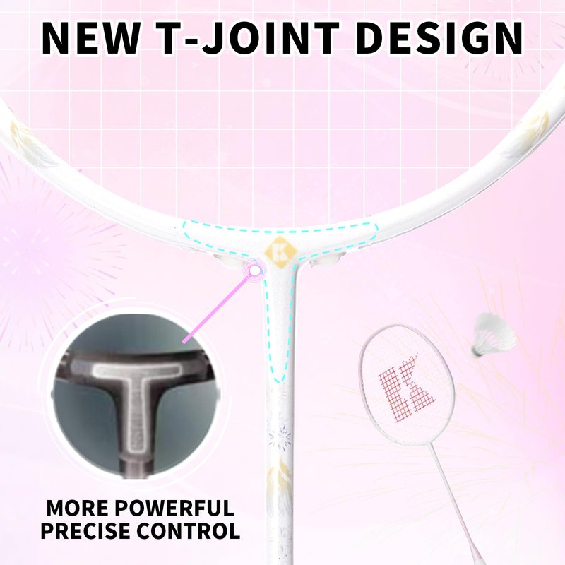 KUMPOO Badminton Racket Professional, Carbon Fiber 4U Badminton Pink Racket Set with Grip and Cover, Pro Badminton Racquet Lightweight for Beginners Outdoor Games, DS-202 Pink