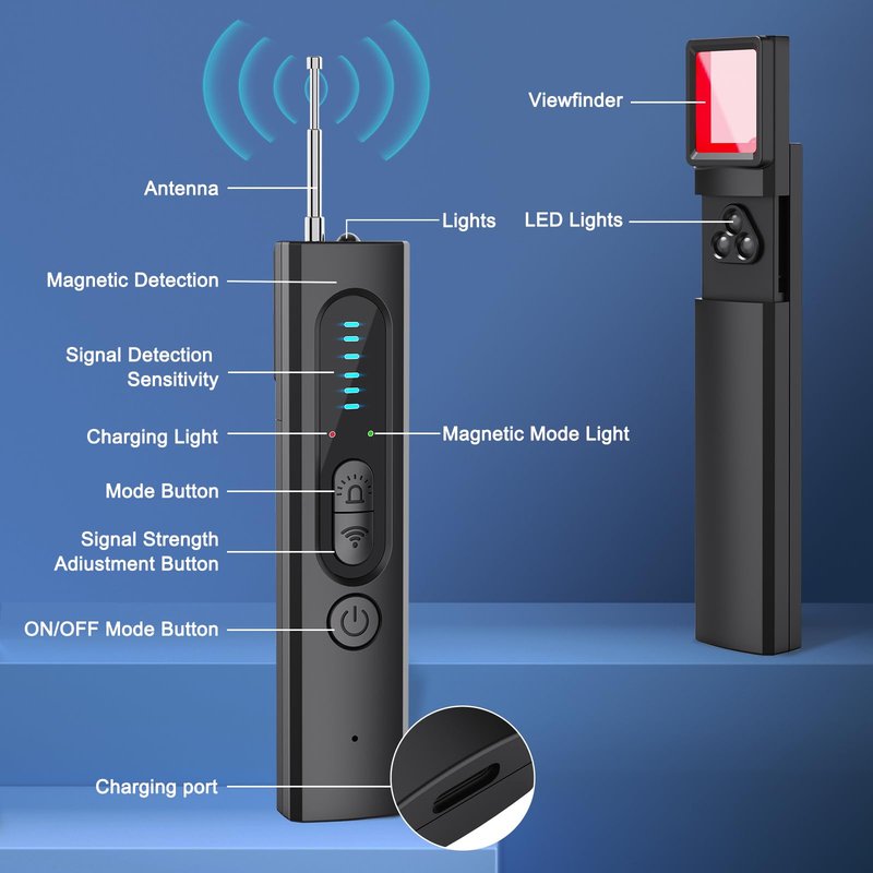 CoolMouse Hidden Camera Detector, 2026 AI Upgraded Spy Camera Finder, 5 Sensitivity Levels 4 Detection Modes, 25H Working Time, Signal Scanner Device Finder for Hotel Car Office Home Travel