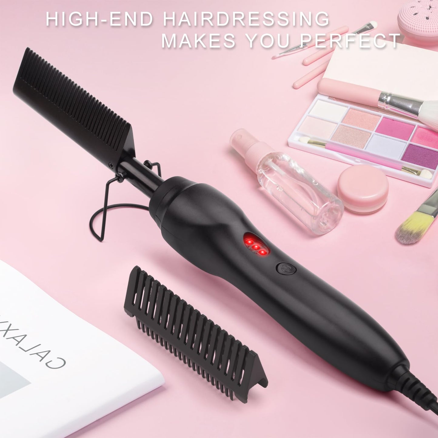 Electric Hot Comb Hair Straightener Heat Pressing Comb Curling Flat Iron Curler Hair Straightener Brush for Natural Black,Anti-Scald Beard Straightening Electric Press Comb