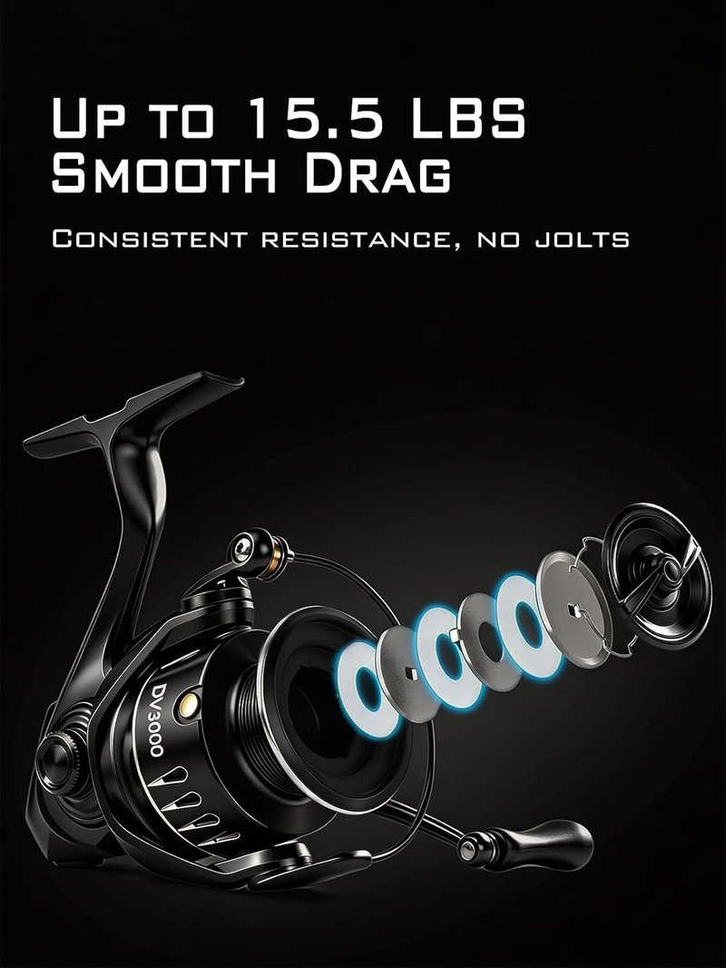 Lightweight Spinning Fishing Reel - Sealed Carbon Fiber, 20 LB Max Drag | 5.2:1 Gear Ratio, CNC Aluminum Spool, 1000-5000 Series