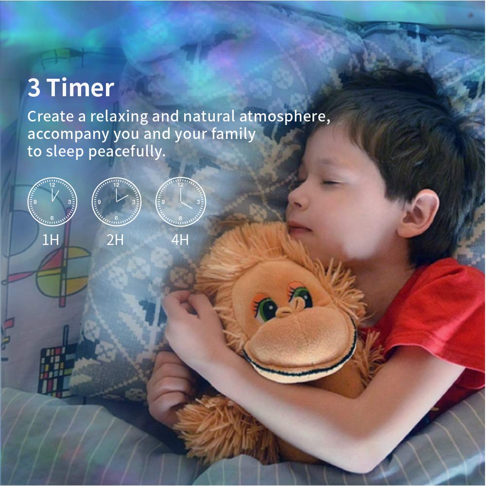 TOMNEW Night Light Projector, Ocean Wave Night Light for Kids Room, Remote and Timer, Dimmable 7 Light Modes and Bulit-in Sound Machine, Mermaid Decor Birthday Christmas Gifts (Blue)