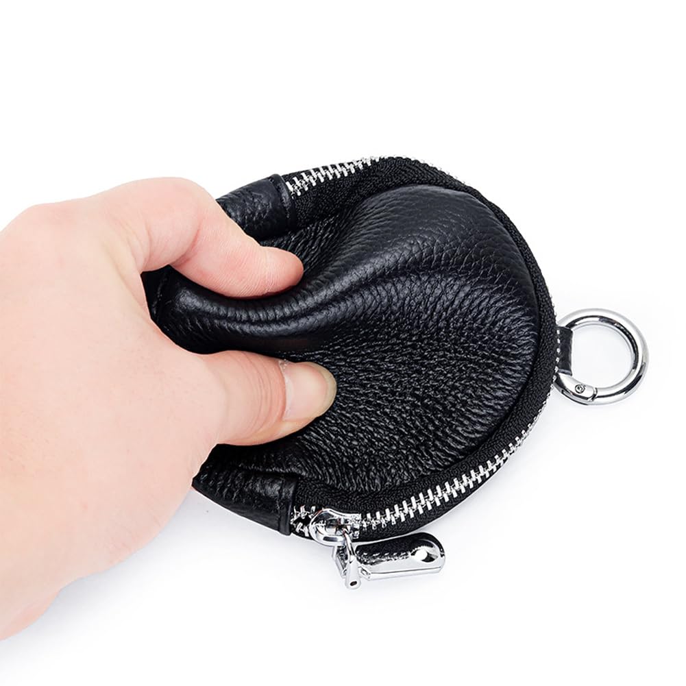 Yzikema 1 Pcs Leather Zipper Coin Purse Wallet With Keychain, Coin Organizer, Change Holder,Card Case, Mini Leather Zipper Storage Bag for Men & Women