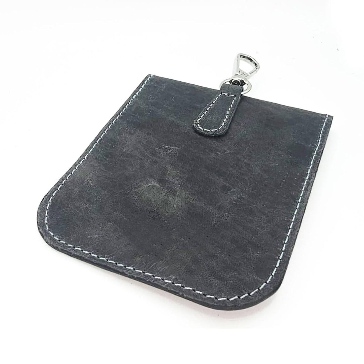 Real Leather Faraday Pouch for Key Fob Signal Blocker Protector - Faraday bags for car keys - RFID Blocking Sleeves (Grey)