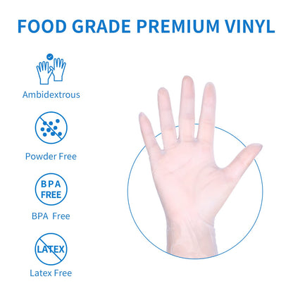 EDI Disposable Vinyl Gloves (Clear) - Powder-Free, Latex-Free (100, X-Large)