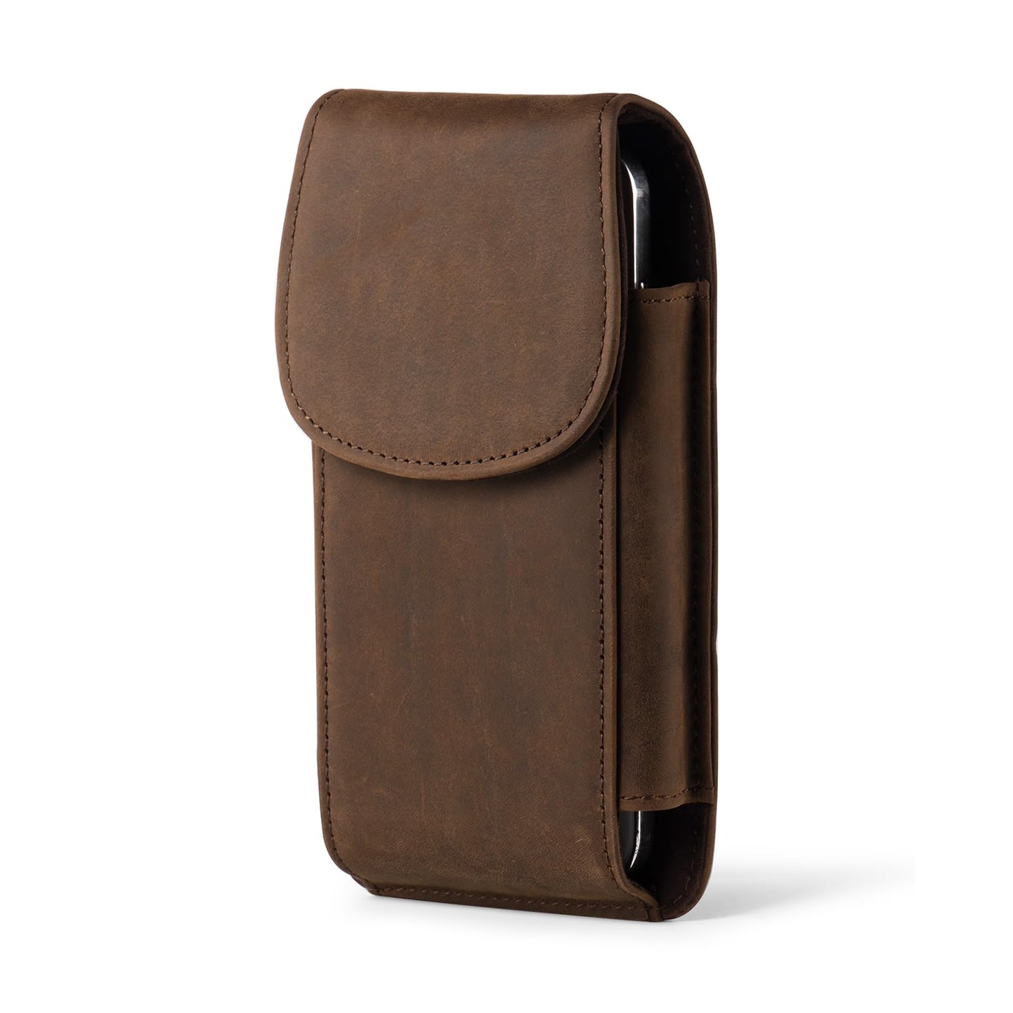 Hengwin Top Grain Crazy Horse Leather Cell Phone Holster Fit for iPhone 17 Pro Max 16 Pro Max 15 Pro Max 14 Pro Max 13 Pro Max Belt Holster Case with Belt Clip Phone Pouch Belt Holder (Retro Brown)