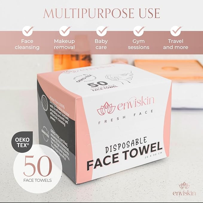 50 Disposable Face Towels Plant-Based Makeup Remover Wipes