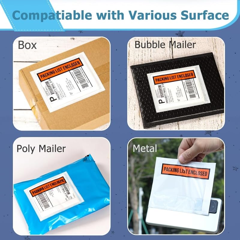 1000pcs 4.5”x5.5” Packing List Envelopes Self-seal Packing Slip Envelope Pouches Shipping Label Sleeves Top Loading Packing List Enclosed Bags.