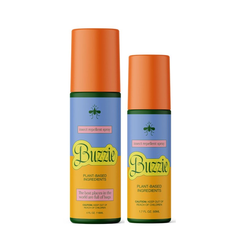 Buzzie Bug Spray for Kids & Family - Plant and Essential Oil-Based Mosquito Spray, 3Hr Protection, TSA Travel Safe | 2 Pack (4oz + 1.7oz)