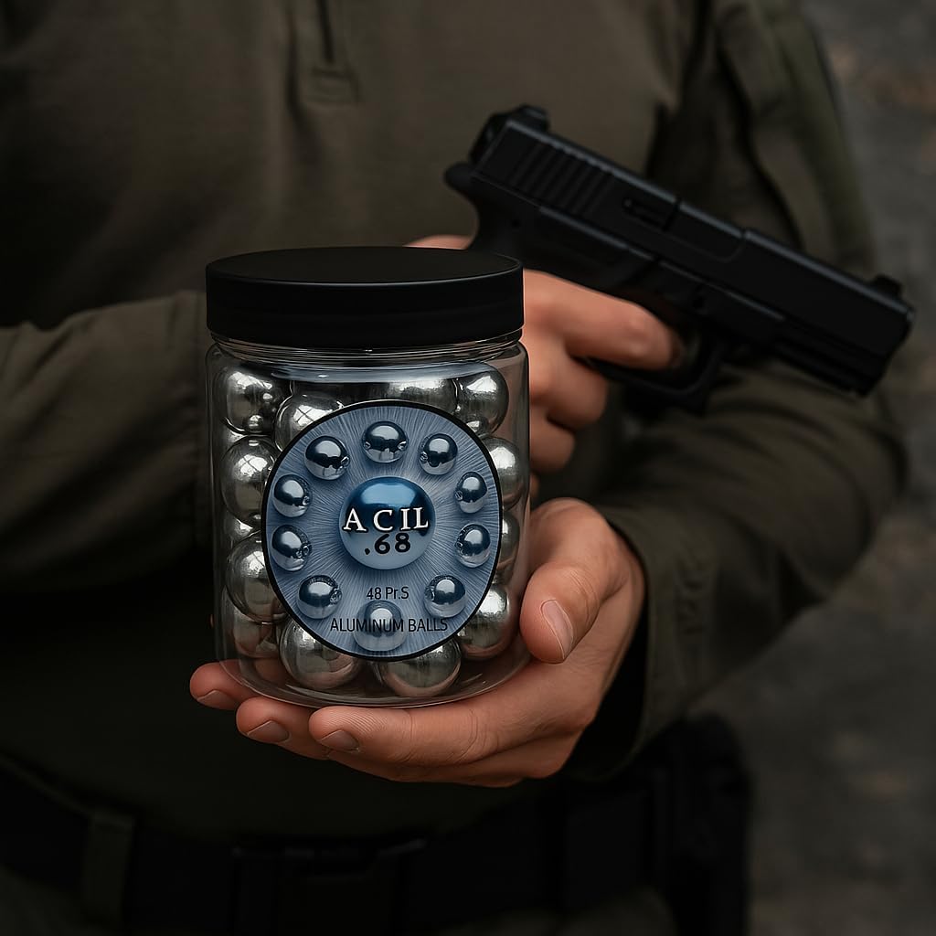 Premium Aluminium Balls .68 Cal. Solid Resuable Paintballs Powerballs for Target Practice, Training and Defense Pistols in 68 Caliber (40 pcs)